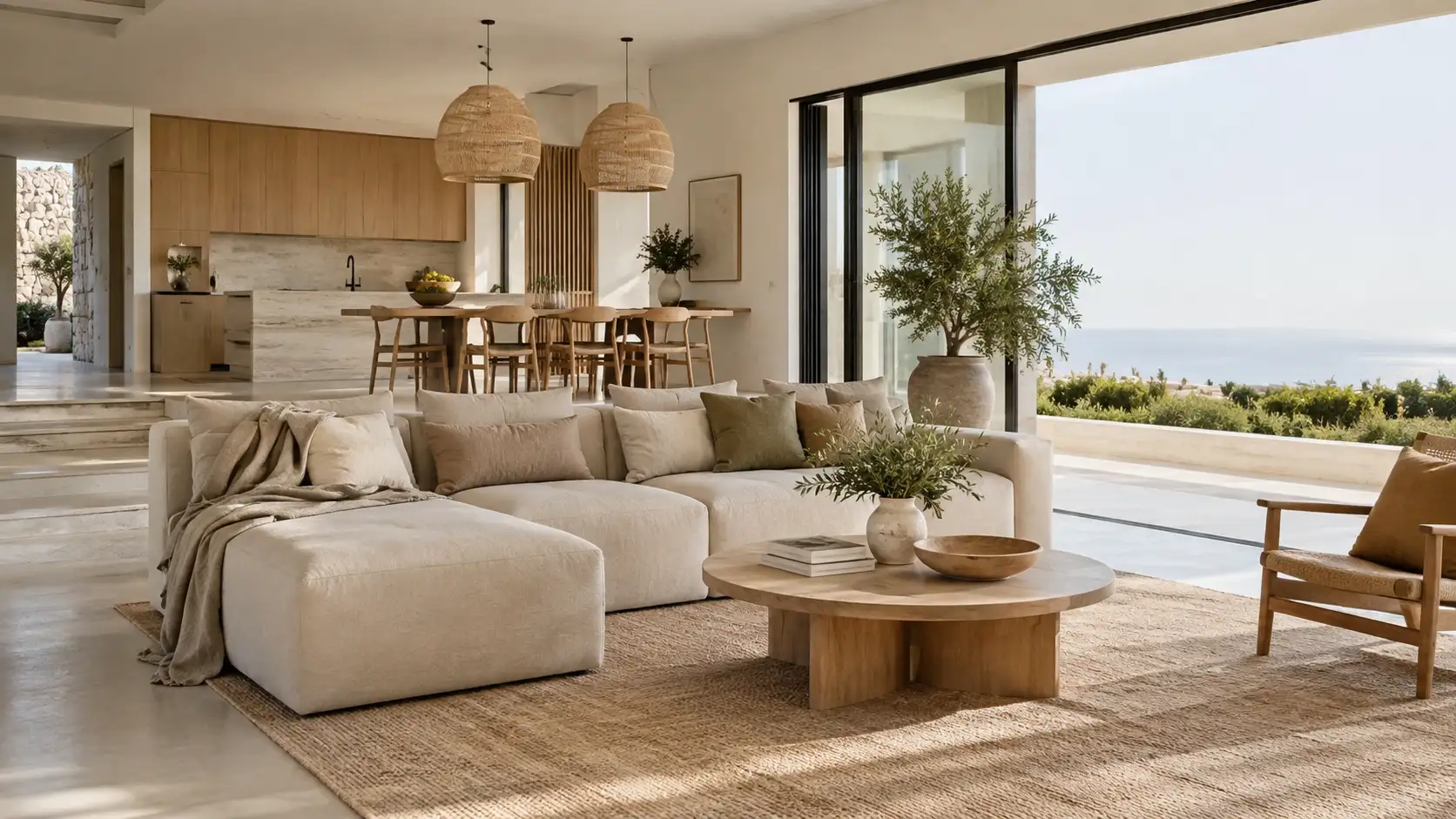 Casa ecológica e minimalista com decoração sustentável e ambiente organizado